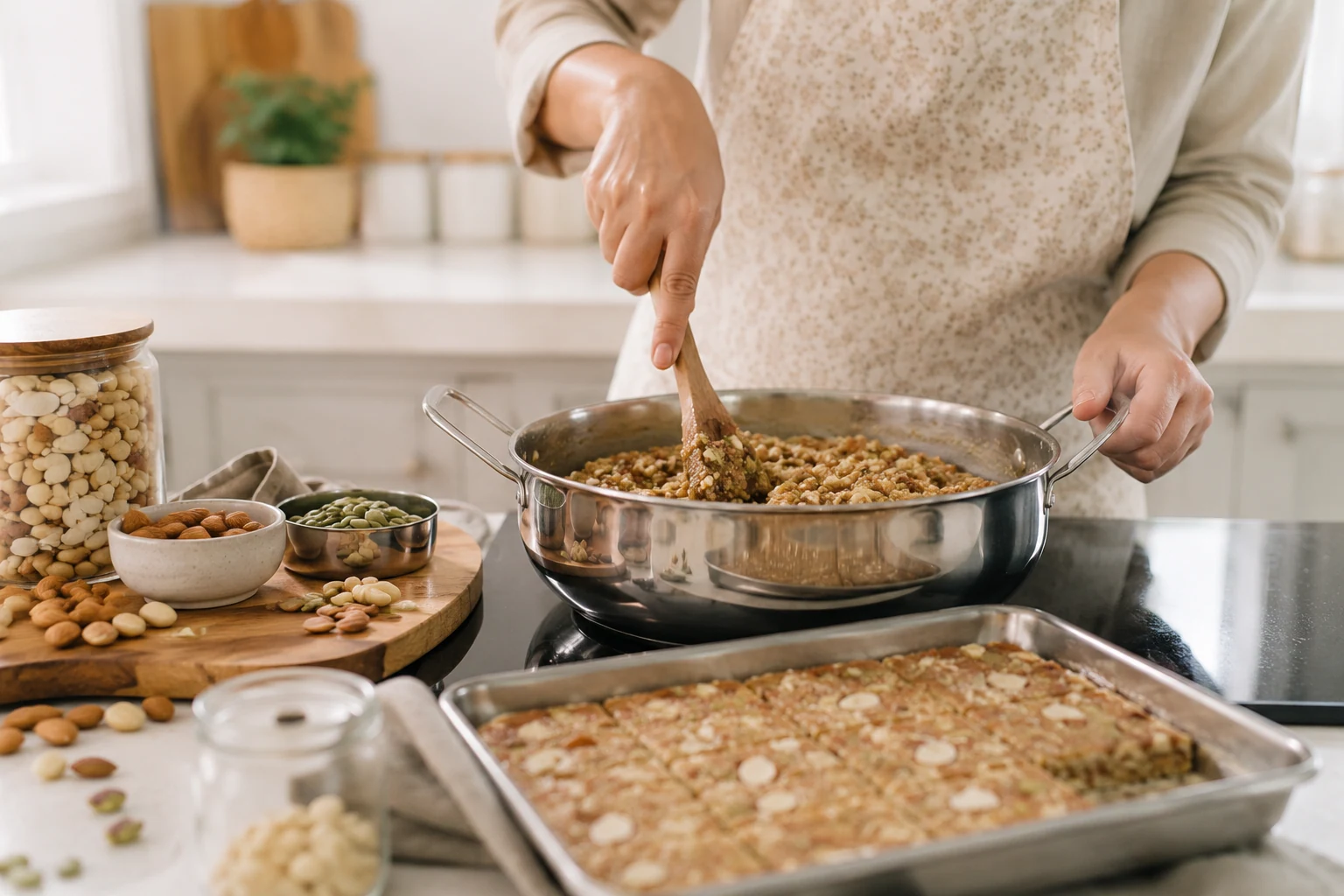 A handcrafted batch being stirred in a pan